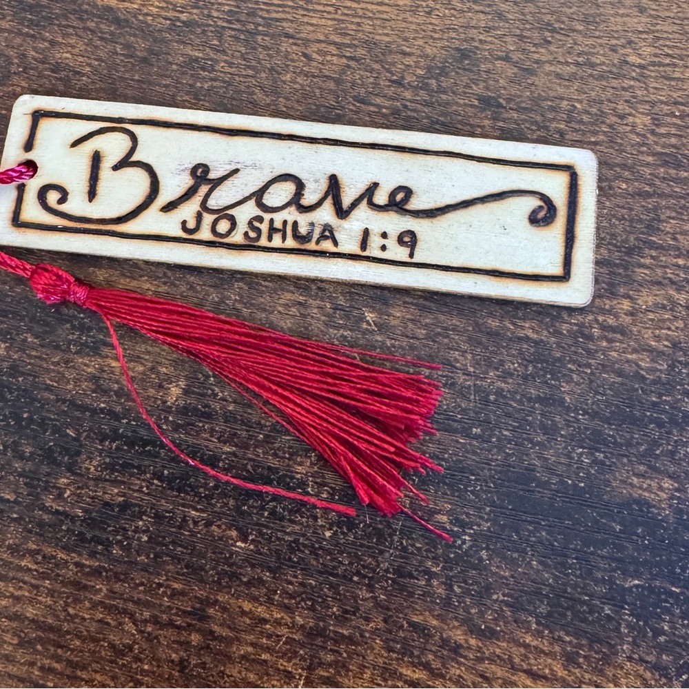 Handcrafted Brave Bookmark with Red Tassel